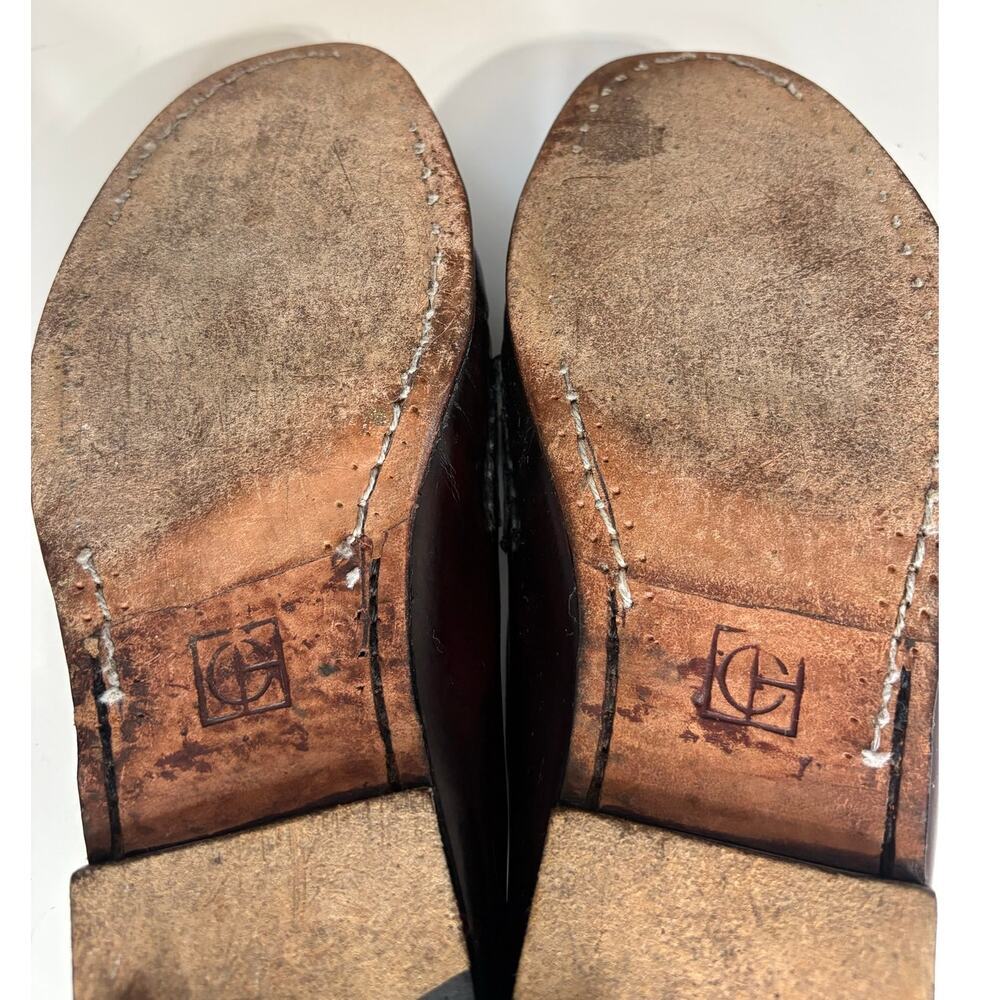 Cole Haan Burgundy Leather Loafers Size 8.5 | Buckle Fringe Loafer Preppy - Picture 3 of 8